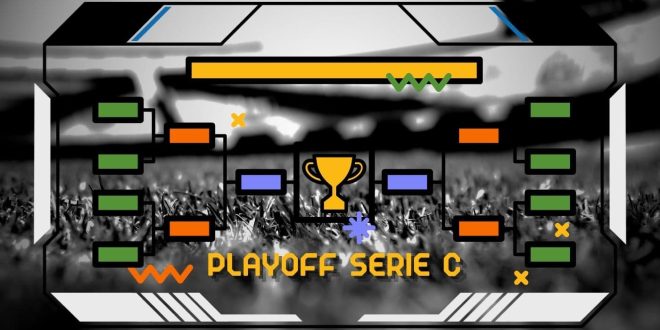 campo da calcio con tabellone dei maxi playoff di serie c