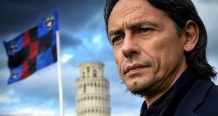 filippo inzaghi, allenatore del Pisa, con la Torre nello sfondo